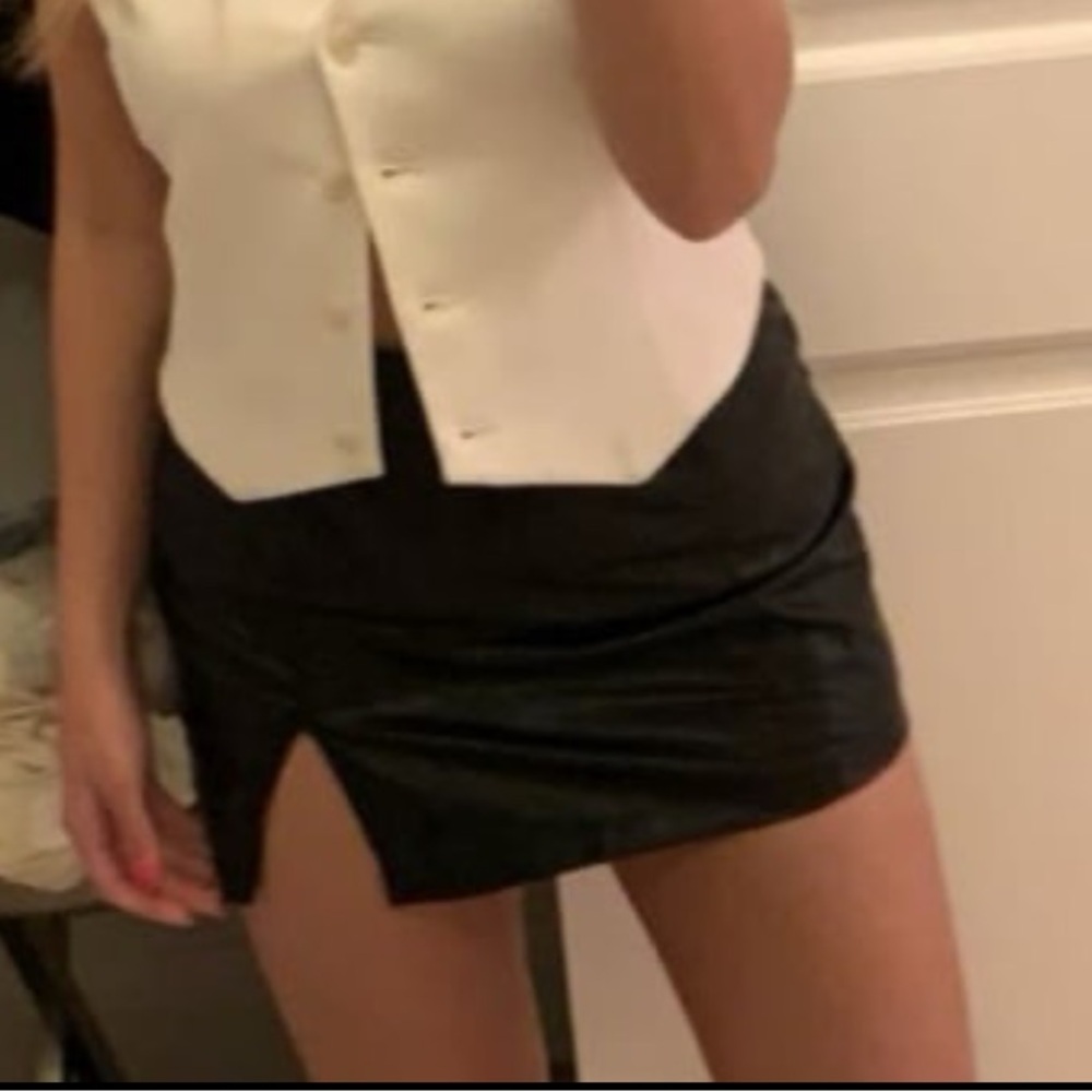 Faux Leather Black Mini Skirt